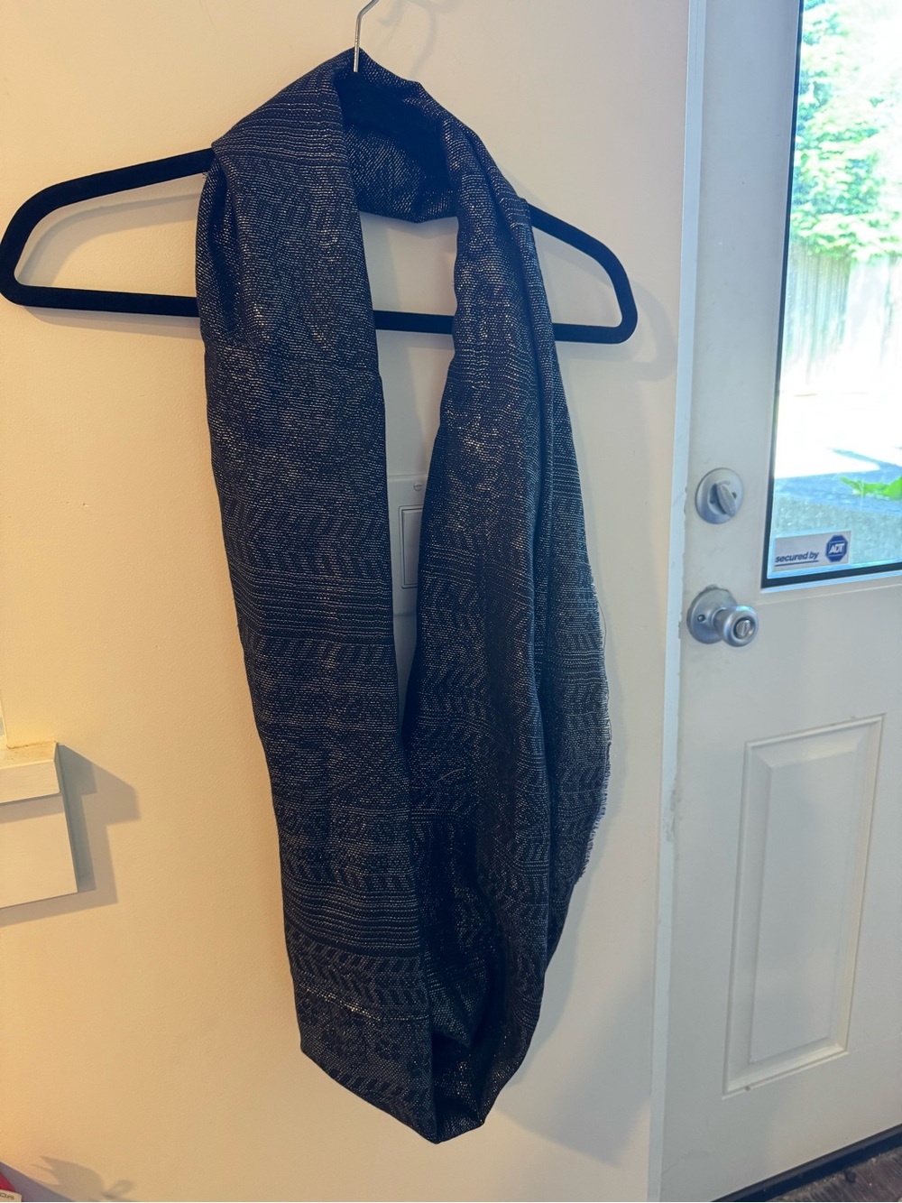 Textured Metallic Black Infinity Scarf